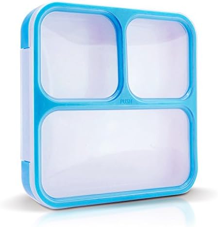 Yummy Bento Box | Incredibly Safe and Durable Blue 3 Compartments Lunch Container with Airtight Seal to Minimize Mixing and Spilling | 1210
