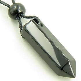 Lucky Crystal Point Pendant Necklace in Black Onyx Gemstone