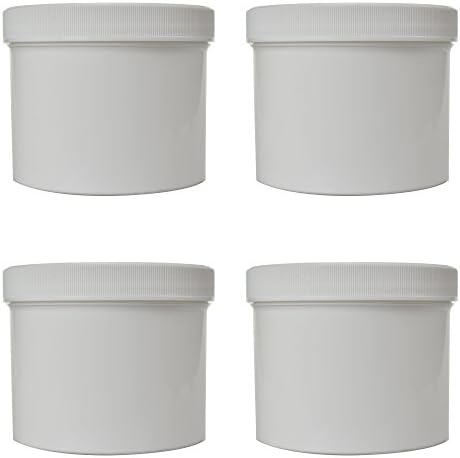 32 Oz. White Plastic Wide Mouth Jar Containers with Screw-on Lid (Set of 4)