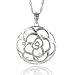 $34.95 Sterling Silver & White Sapphire Flower Pendant with Chain
