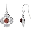14K White Gold Mozambique Garnet Ornate Cross Earrings