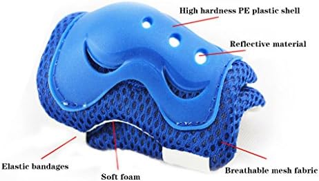 Piao Kid's Roller Blading Wrist Elbow Knee Pads Blades Guard 6 PCS Set in Blue