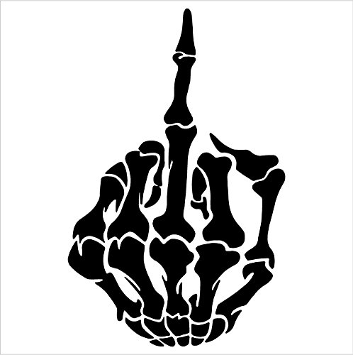 SKULL Skeleton Bone Middle Finger Flipping Off Car Decal / Sticker (6.5