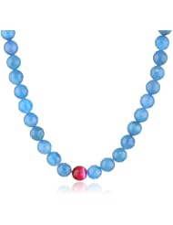 Bright Color Dyed Bead Gold Tone Clasp Necklace, 18"+1.5" Extender