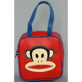 Paul Frank The Julius Red Square Satchel with Blue Trim,Bags (Handbags/Totes) for Women