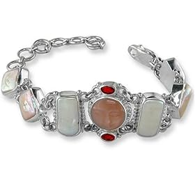 Sterling Silver Mabe Pearl and Moonstone Goddess Bracelet by Sajen, 8.5 by Moonstone Birthstones