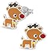 Hypoallergenic Sterling Silver Rudolph Reindeer Christmas Stud Earrings for Kids (Nickel Free)