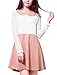 Allegra K Ladies Slipover Doll Collar Semi Sheer Detail Dress S Light Pink