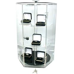 Revolving Locking Counter Top Acrylic Hexagon Display Case