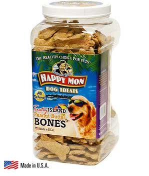 More image Happy Mon Tasty Island Peanut Butter Cookie Canister 2.5lb (Catalog Category: Dog / Dog Treats)