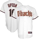MLB Men's Arizona Diamondbacks Justin Upton White Home Short Sleeve 6 Button Synthetic Replica Baseball Jersey Big & Tall  (White, XXX-Large)