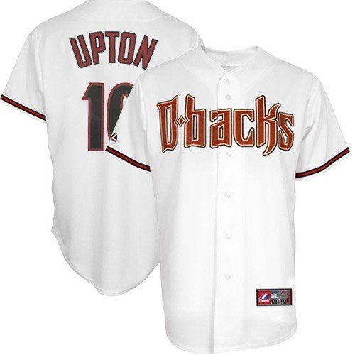 MLB Men's Arizona Diamondbacks Justin Upton White Home Short Sleeve 6 Button Synthetic Replica Baseball Jersey Big & Tall Spring 2012  (White, XXX-Large)