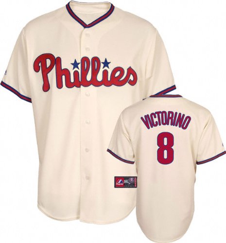 MLB Youth Philadelphia Phillies Shane Victorino Ivory Alternate Short Sleeve 6 Button Synthetic Replica Baseball Jersey Spring 2011  (Ivory, Large)