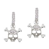 Sterling Silver Skull-and-Crossbones Dangle Earrings
