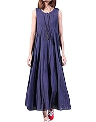 Linen Summer Sleeveless Maxi Dress 