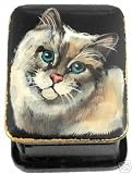 Cat on Miniature Russian Lacquer Box. Domestic Cats.