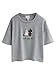 Persun Embroidery Letter And Cat Short Sleeves Crop T-shirt Top