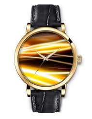 SPRAWL Aanalog Fashion Series Gold Ladies Watches of Genuine Black Leather Strap,Unique Wrist Watch for Women Girls Designed with Golden Lines disordered