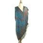 Elegant Turquoise & Brown Reversible Silk Pashmina Shawl Wrap