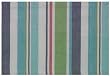Durable Hand Woven Hemmed 100% Cotton Colorful Green and Blue Striped Placemat 13x19 Inches Set / 6