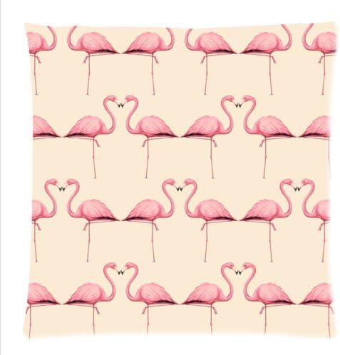 Personalized beautiful pink Flamingos pattern soft Satin bolster case pillowcase,Zipper pillow cases 18"(W)x18"(L)one side