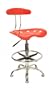 Vibrant Red and Chrome Bar Stool Height Drafting Stool with Tractor Seat [LF-215-RED-GG]