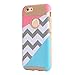 iPhone 6 Case,UUlike[2in1] Heavy Duty Hybrid Hard Case for Apple iPhone 6 6S 6G 6th (4.7inch) Generation-Powder Blue Mint Teal and Coral Pink Split Chevron Design Cover (Gold Silicone Shell)