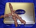 2lb Tin, Caramel Covered Chocolate Pretzel Certified Kosher-Dairy & Halal, Dark Chocolate Covered Caramel Pretzels