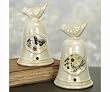 Vintage Porcelain Motion Activated Dragonfly and Butterfly Bird Bell Statuary (Set of 2)