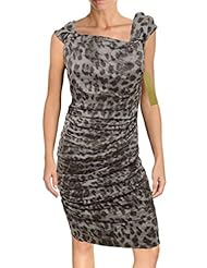Animal Print Crinkled Asymmetric Ruched Elastane/Metallic/Nylon/Polyester Cocktail Party Dress/Jumpsuit 