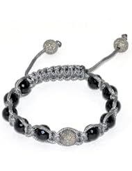 33.5cts Gemstone Macrame Beaded Bracelet 1.89cts Pave Diamond Silver Fashion Jewelry