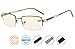 UV Protection,Anti Blue Rays,Reduce Eyestrain,Metal Frame Computer Reading Glasses(Gunmetal,Amber Tinted Lenses) +1.75