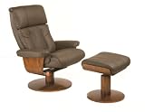Dark Brown Top Grain Leather Swivel Recliner with Ottoman