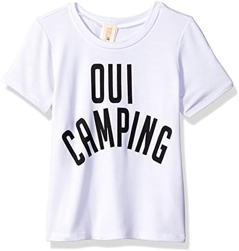 Truluv Little Girls Glam Camp Oui Camping Short Sleeve Top, White, 14