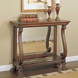 Masterpiece Console Table with Reverse Painted Glass Top & Mirrored Back Panel By Powell Furniture