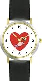 41O8tI3 dJL. SL160  Red Heart   Hand with Flowers   Love & Friendship Theme   WATCHBUDDY® DELUXE TWO TONE THEME WATCH   Arabic Numbers   Black Leather Strap Childrens Size Small