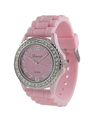 Geneva Platinum Womens 6886.PNK Pink Silicone Quartz Watch with Pink Dial