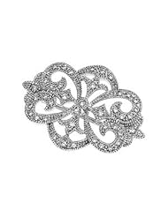 14k White-Gold 1/4 Ct Tw Vintage-Style Openwork Diamond Brooch by US Gems