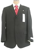 Emanuel Ungaro Mens Single Breasted 3 Button Solid Black Wool Suit - Size 46L