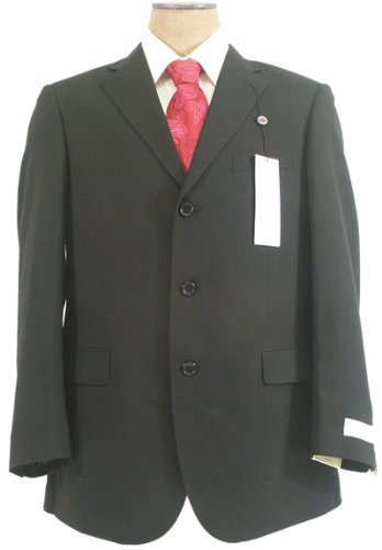 Emanuel Ungaro Mens Single Breasted 3 Button Solid Black Wool Suit - Size 40L