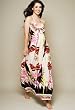 The Olian Shirred Halter Butterfly Border Trim Maxi Dress