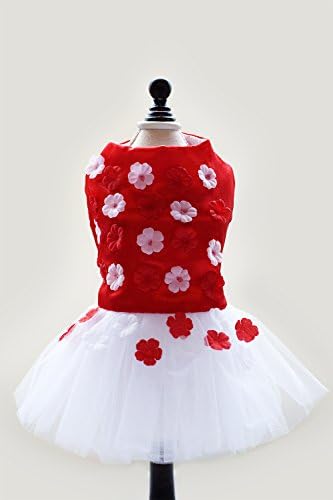 Dogloveit Satin Princess Tutu Dress With Flower Dog Clothes For Cat Puppy,Dark Red,X-Large