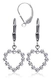 Clear Swarovski Crystal Heart Sterling Silver Leverback 1.5 Long Dangle Earrings