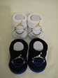 Nike Jordan Booties Girl Boy Baby Infant with JordanJumpman Sign Sock 2 Pair (3-6 MONTHS, BLACK/NAVY & WHITE/LIGHT BLUE)
