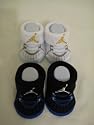 Nike Jordan Booties Girl Boy Baby Infant with JordanJumpman Sign Sock 2 Pair (3-6 MONTHS, BLACK/NAVY & WHITE/LIGHT BLUE)