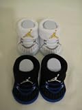 NIKE - Nike Jordan Booties Girl Boy Baby Infant with Jumpman23 Sign Sock 2 PCS One Set New (3-6 MONTHS, BLACK/NAVY & WHITE/LIGHT BLUE WITH JUMPMAN SIGH)