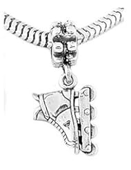 Sterling Silver Roller Blade Inline Skate Dangle Bead Charm