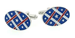 JJ Weston silver plated and enamel stars and stripes cufflinks with presentation box. Made in the USA