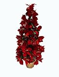 3′ Pre-Lit Color Changing Fiber Optic Red Poinsettia Artificial Christmas Tree
