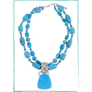 Barse Sterling Silver 2 Strand Turquoise Necklace Barse Sterling Silver 2 Strand Turquoise Necklace